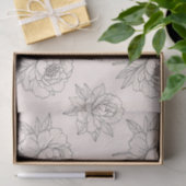 Peony Floral Line Art Pattern Soft 薄葉紙 (ギフト)
