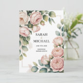 Peony flower border wedding 招待状 (スタンド正面)