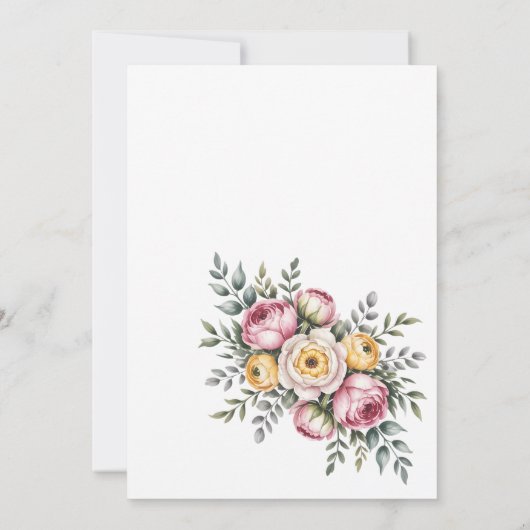 Peony flower border wedding 招待状 (裏面)