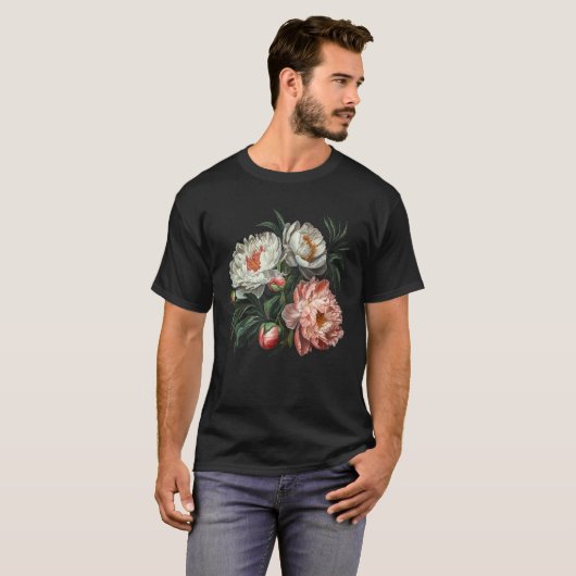 Peony Flower Floral Bouquet Lovers Tシャツ (正面フル)