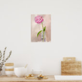 Peony Flower Still Life in Watercolor ポスター (キッチン)