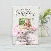 Peony Flowers Celebration of Life Photo, Funeral 招待状 (スタンド正面)