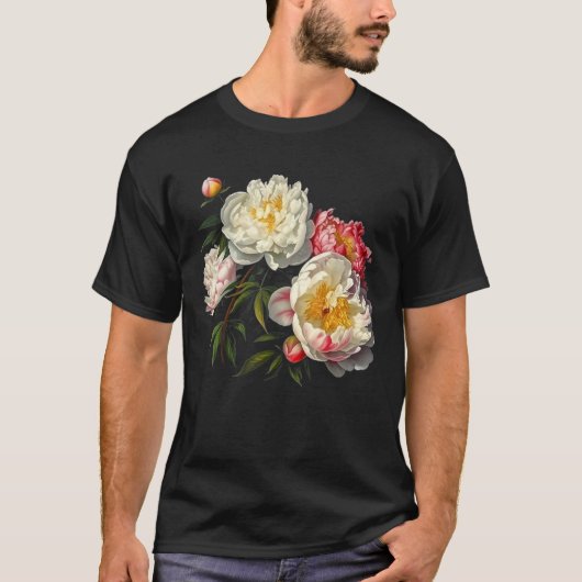 Peony Flowers Floral Bouquet Blossom Lovers Tシャツ (正面)