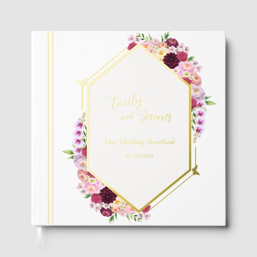 Peony Foil Wedding Guestbook ゲストブック (正面)