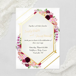 Peony Foil Wedding Invite  箔招待状