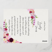  Peony Foil Wedding Thank You 箔招待状ポストカード (裏面)