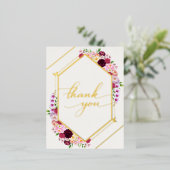  Peony Foil Wedding Thank You 箔招待状ポストカード (立ち正面)