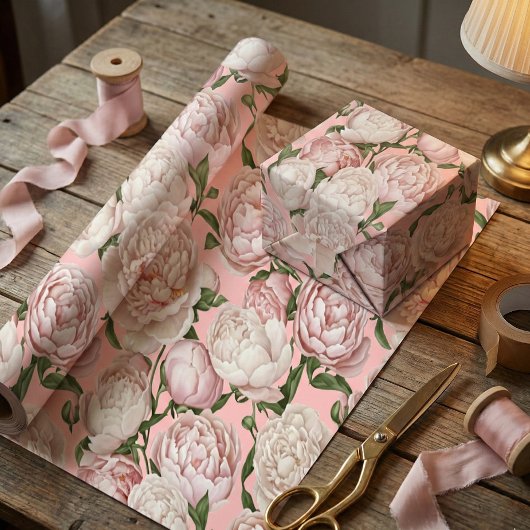 Peony Grace Elegant Floral Art  ラッピングペーパー