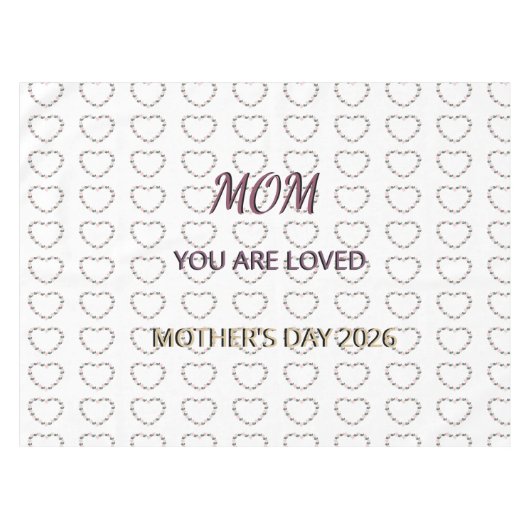 Peony Heart Celebration Pattern for Mom テーブルクロス (正面(横))