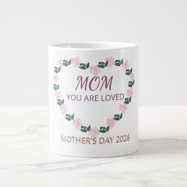 Peony Heart Morning Love for Mom ジャンボコーヒーマグカップ