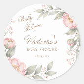 Peony In Bloom Baby Shower Party Thank You ラウンドシール (正面)