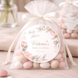 Peony In Bloom Baby Shower Party Thank You ラウンドシール