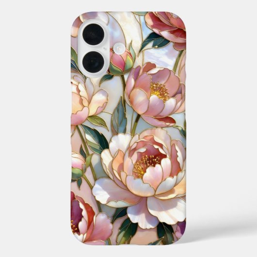 Peony iPhone CaseStained Glass Pink Floral Pattern Case-Mate iPhoneケース (裏面)