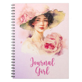 Peony Journal Girl Spiral Notebook – ピンク ノートブック