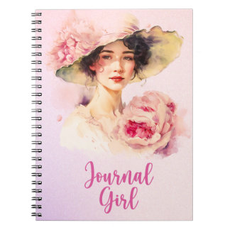 Peony Journal Girl Spiral Notebook – ピンク ノートブック