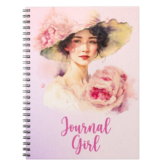 Peony Journal Girl Spiral Notebook – ピンク ノートブック (正面)