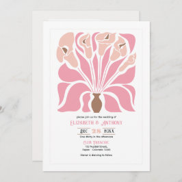 Peony & Mocha Abstract Floral Boho Wedding 招待状