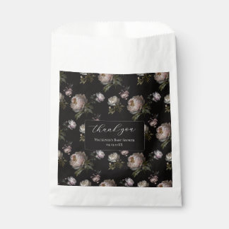 Peony Moody Floral Baby Shower Thank You Sticker フェイバーバッグ