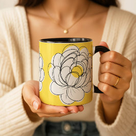 Peony Mug Bold Yellow Graphic Flower Minimalist Li マグカップ