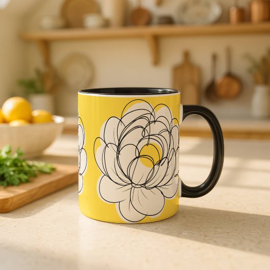 Peony Mug Bold Yellow Graphic Flower Minimalist Li マグカップ