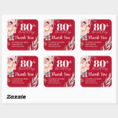 Peony on Red誕生日ギフトラベル/スクエアステッカー スクエアシール (シート)