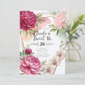 Peony & Orchid Garden Floral Glam Sweet 16 招待状 (スタンド正面)