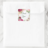 Peony & Orchid Garden Floral Glam Wedding  スクエアシール (バッグ)