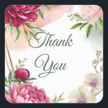 Peony & Orchid Garden Floral Glam Wedding  スクエアシール<br><div class="desc">Matching items available.</div>