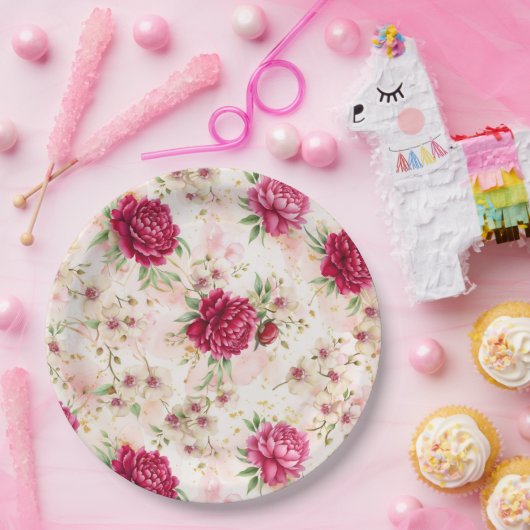 Peony & Orchid Garden Floral Glam Wedding  ペーパープレート (パーティー)