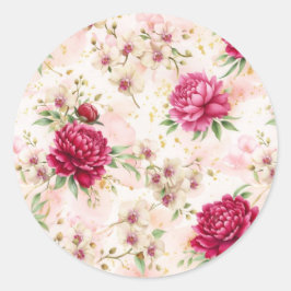 Peony & Orchid Garden Floral Glam Wedding  ラウンドシール