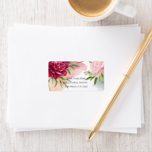 Peony & Orchid Garden Floral Glam Wedding ラベル (インサイチュ)