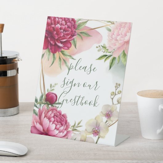 Peony & Orchid Garden Floral Glam Wedding  台座サイン (インサイチュ)