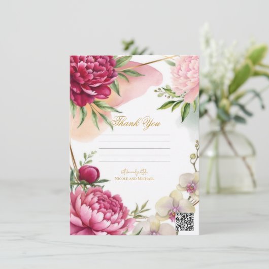 Peony & Orchid Garden Floral Glam Wedding  招待状 (スタンド正面)