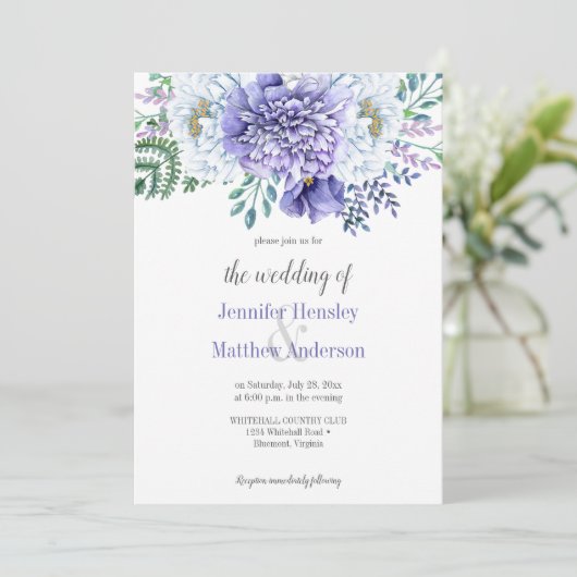Peony Passion Lavender Background Weding Invite 招待状 (スタンド正面)