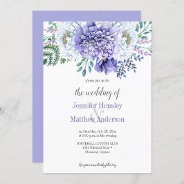 Peony Passion Lavender Background Weding Invite 招待状