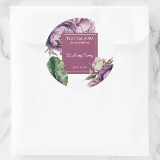 Peony Perfume Label ラウンドシール (バッグ)