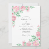 Peony Pink Airy Spring Wedding 招待状 (正面)