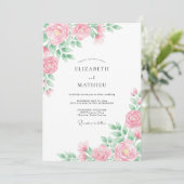 Peony Pink Airy Spring Wedding 招待状 (スタンド正面)