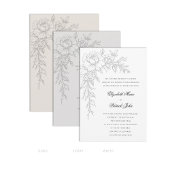 Peony Radiant White Elegant Formal Classic Wedding 招待状