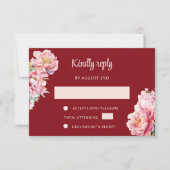 Peony Red RSVP中国の結婚の 招待状 (正面)