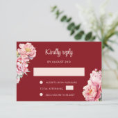 Peony Red RSVP中国の結婚の 招待状 (スタンド正面)