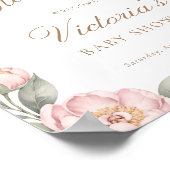 Peony Roses In Bloom Girl Baby Shower Welcome ポスター (角)