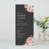 Peony Roses on Black Wedding Ceremony Program (スタンド正面)
