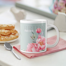 Peony Sage Green Wedding Mug | Bridal Shower Gift ジャンボコーヒーマグカップ
