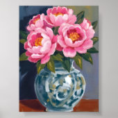 Peony Vase | Pink Flower Peonies Watercolor ポスター (正面)