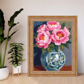 Peony Vase | Pink Flower Peonies Watercolor ポスター