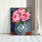 Peony Vase | Pink Flower Peonies Watercolor ポスター