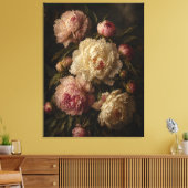 Peony Vintage Botanical Wall Art キャンバスプリント (インサイチュ (リビング))