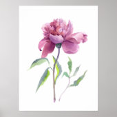 Peony Watercolor Botanical Wall Art ポスター (正面)
