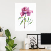 Peony Watercolor Botanical Wall Art ポスター (ホームオフィス)